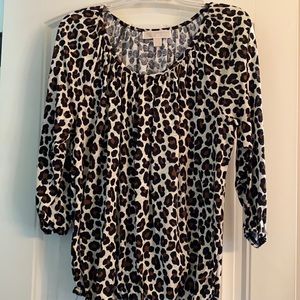 Michael Kors Leopard Peasant Blouse Size Large